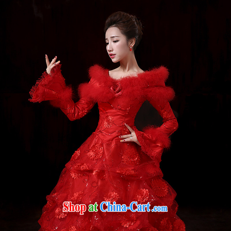 Diane M Ki new 2014 winter long-sleeved Princess cuff for gross thick strap quilted wedding winter clothing red wedding marriages served toast XXL, Diane M Ki, shopping on the Internet