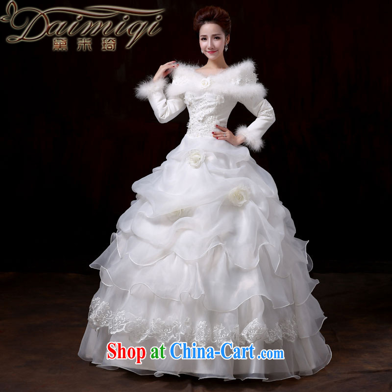 Diane M Kay winter, the Field shoulder long-sleeved the basket with wedding dresses Korean version the code graphics thin 2014 new winter multi-layer cake wedding female XXL