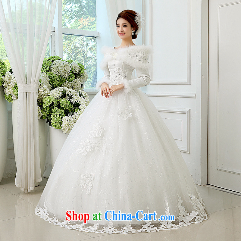 Korean-style Korean version Princess long-sleeved warm tied with wedding dresses 2014 winter winter, winter sweet tied with a wedding Customer to size the Do not be returned.