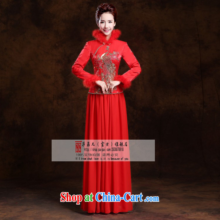 Autumn and Winter bridal thick hair for long dresses new 2014 red retro wedding dress toast serving long-sleeved quality assurance and cotton thick pictures, price, brand platters! Elections are good character, the national distribution, so why buy now enjoy more preferential! Health