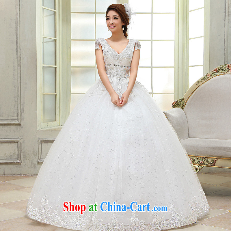 A good service is 2015 new Korean fashion bridal wedding dress V collar with tie Princess wedding dress white XXL