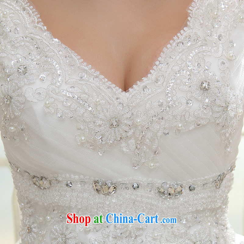 A good service is 2015 new Korean fashion bridal wedding dress V collar with tie-Princess wedding dress white XXL, good service, and, shopping on the Internet