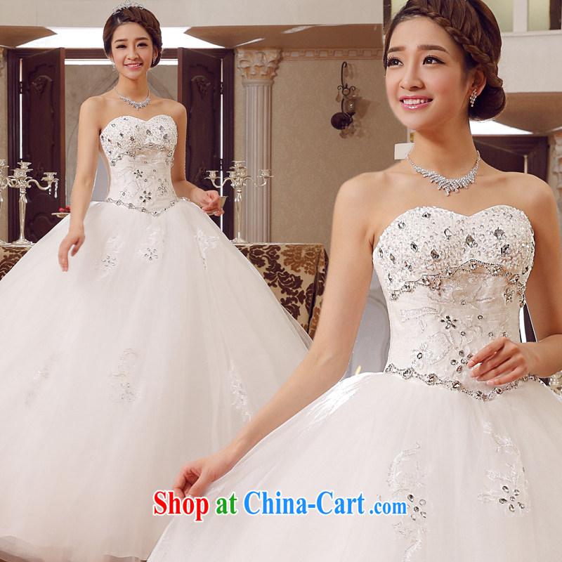 A good service is 2015 new bride Korean stylish wedding dress wiped his chest parquet drill beauty with a strap wedding white 4XL