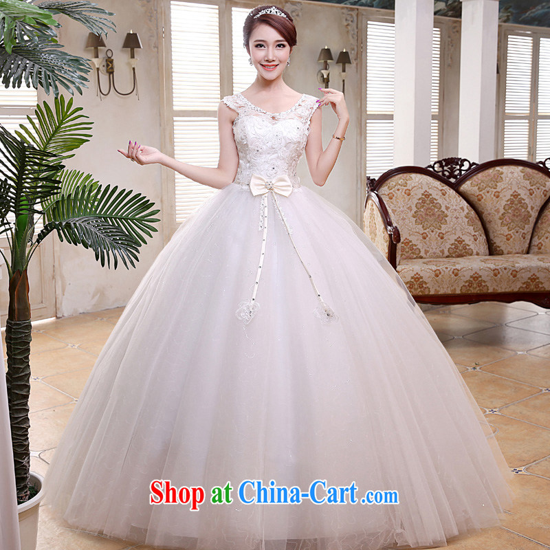 A good service is 2015 new shoulders Korean bridal wedding dress a Field shoulder courage empty lace stylish wedding dress white XXL