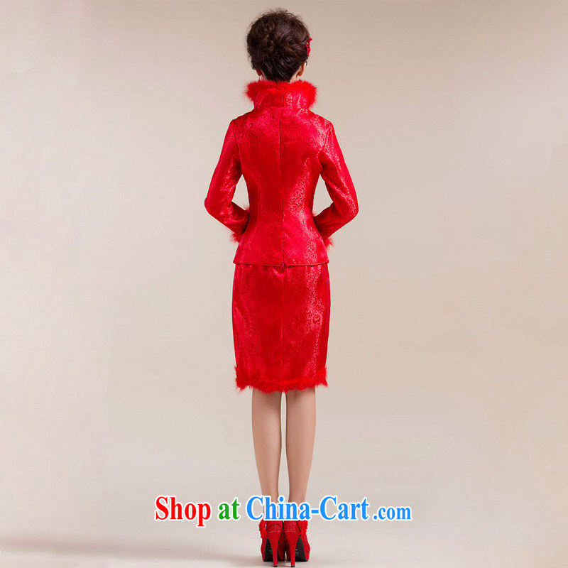 Light (at the end QM) wedding dresses bridal wedding dresses toast cotton robes feather hair collar CTX red XXL, shallow end, shopping on the Internet