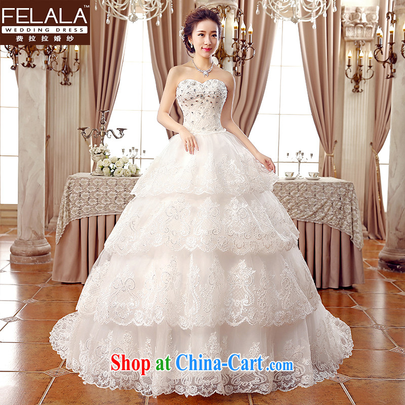 2015 new wedding sexy bare chest luxury large tail lace water drilling bridal wedding XL _2 feet 2_