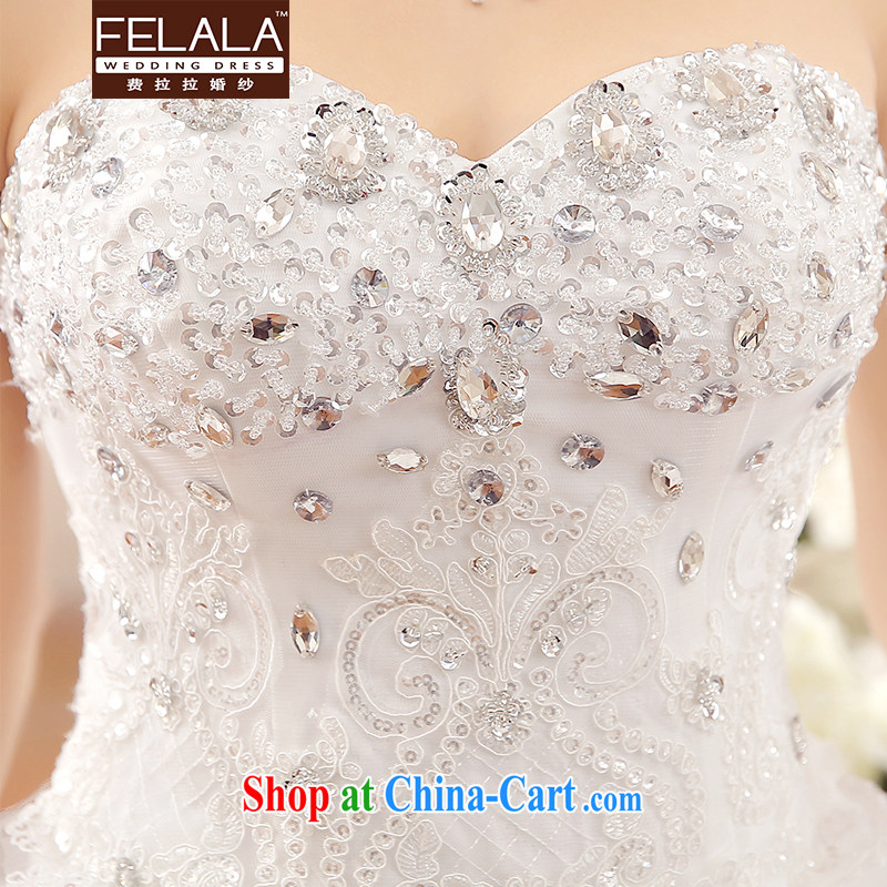 2015 new wedding sexy bare chest luxury large-tail lace water drilling bridal wedding XL (2 feet 2), Ferrara wedding (FELALA), shopping on the Internet
