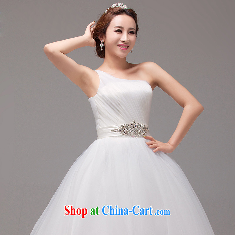 MSLover Korean elegant style large skirt with shaggy bridal wedding elegant single shoulder flash drill with a strap Princess wedding HS 131,008 m White tailored products (MSLOVER), and, on-line shopping