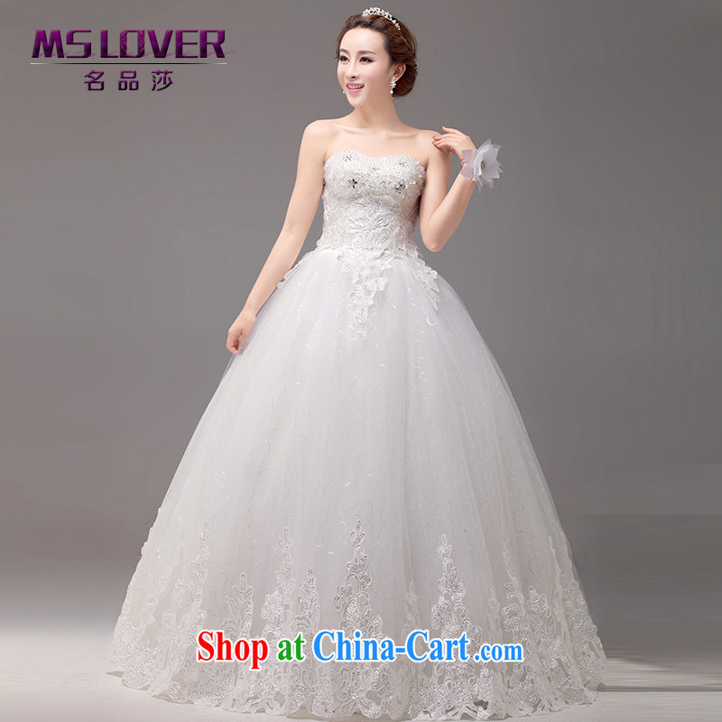 MSLover Korean style graphics thin lace crystal Princess bride wiped his chest to tie bridal wedding HS 131,011 m White tailored