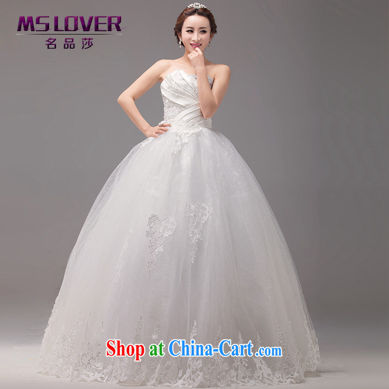 MSLover Korean shellfish Princess bridal beauty graphics thin wiped his chest to tie bridal wedding HS 131,012 m White tailored