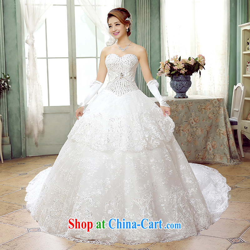 Drag and drop the wedding Winter spring 2015 new stylish lace inserts drill wiped chest strap beauty Deluxe long-tail marriages wedding winter New Product Package Mail white XXXL needed to do 5 - 7 Day Shipping, 100 Ka-ming, and shopping on the Internet
