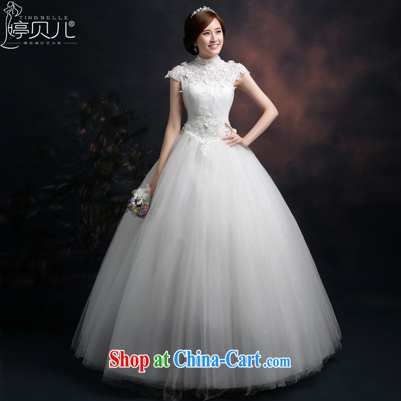 Ting Beverly wedding dresses 2015 New Field shoulder the collar wedding lace-up waist graphics thin alignment to the Princess code shaggy dress white XXL