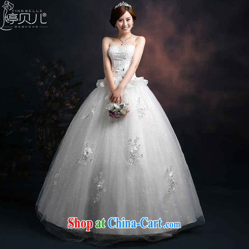 Ting Beverly wedding dresses 2015 new Korean style double-shoulder wedding dresses video thin beauty large white, with white XXL