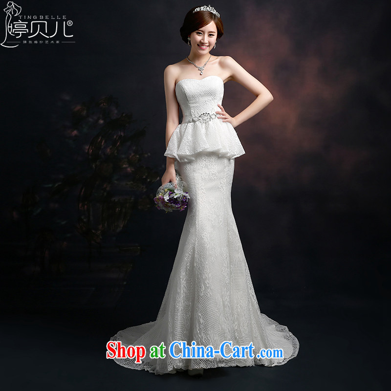 Ting Beverly wedding tail 2015 new spring and summer Korean Beauty graphics thin crowsfoot wedding dresses bare chest strap the code white XXL