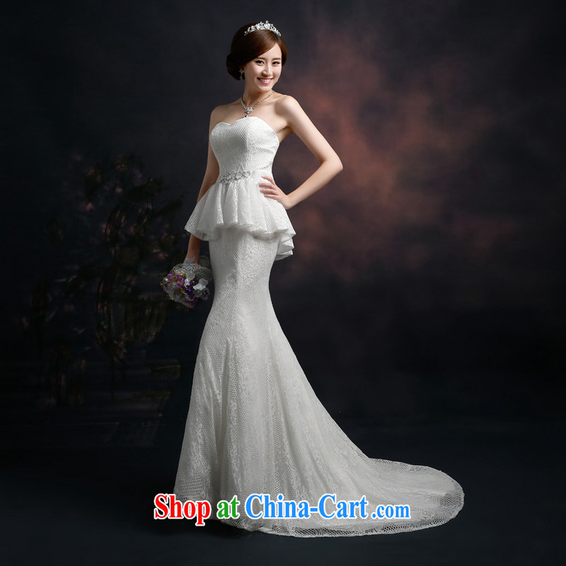 Ting Beverly wedding tail 2015 new spring and summer Korean Beauty graphics thin crowsfoot wedding dresses bare chest tied with a large, white XXL Ting, Beverly (tingbeier), shopping on the Internet