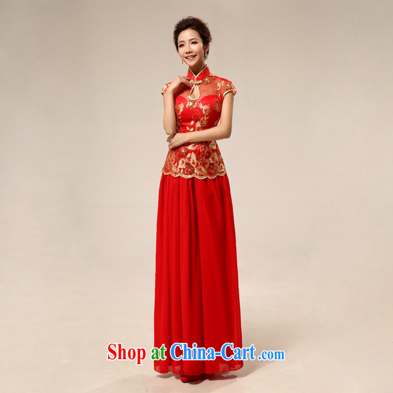 Light (at the end QM) Marriages retro lace-improved, long, Red transparent lace cheongsam CTX QP 68 red XXL, shallow end, shopping on the Internet