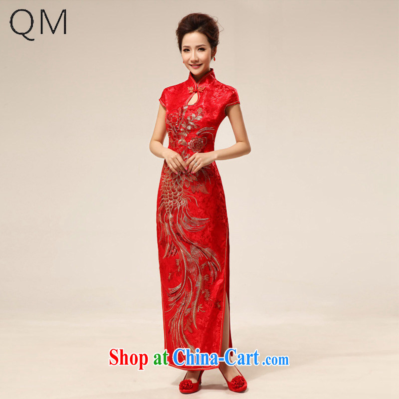 Shallow end _QM_ sexy Chinese fashion improved cheongsam bridal retro marriage red cheongsam CTX QP 63 red XXL
