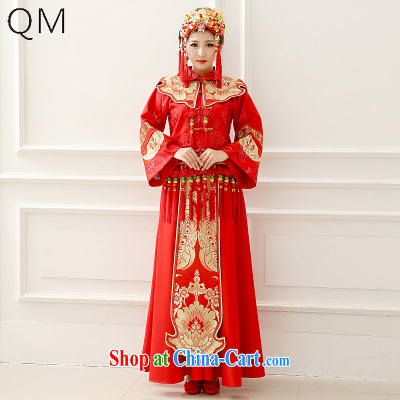 Light _at the end QM _ Sau Wo service bridal gown Chinese Antique toast marriage serving long-sleeved Chinese Soo wo service CTX XH - 03 red L