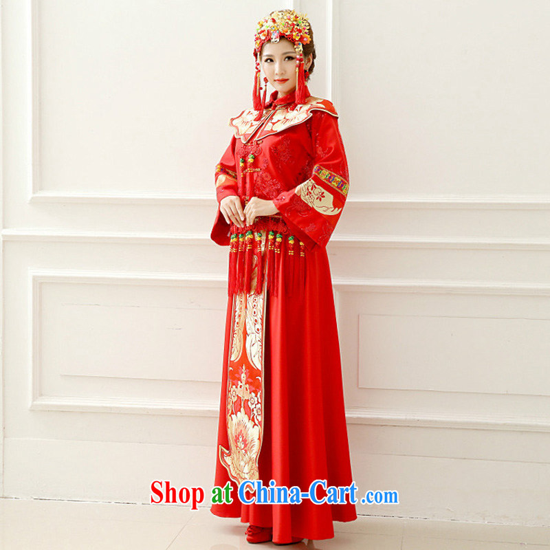 Light (at the end QM ) Sau Wo service bridal gown Chinese Antique toast serving marriage long-sleeved Chinese Soo wo service CTX XH - 03 red L, shallow end, shopping on the Internet