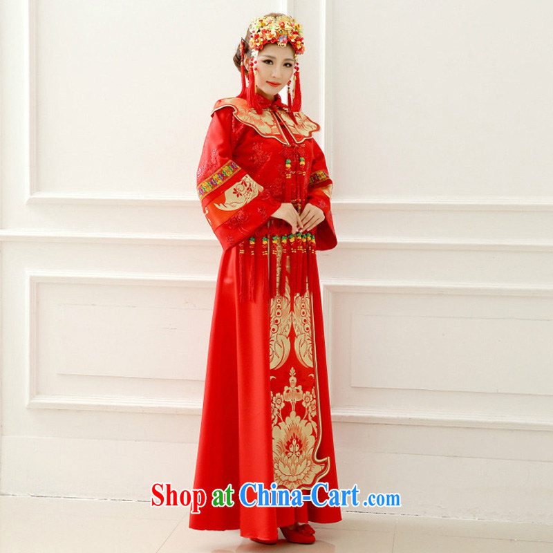 Light (at the end QM ) Sau Wo service bridal gown Chinese Antique toast serving marriage long-sleeved Chinese Soo wo service CTX XH - 03 red L, shallow end, shopping on the Internet