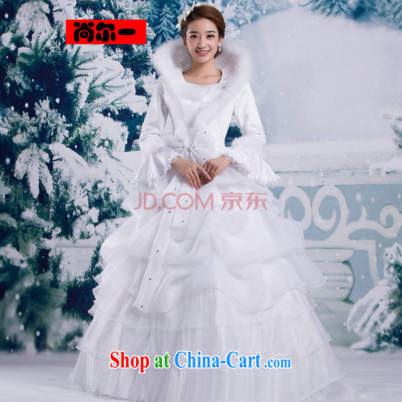 There is a winter, Korean winter wedding dresses 2014 new upscale, for gross for the long-sleeved cotton thick with YSB 2082 white horn cuff XXL
