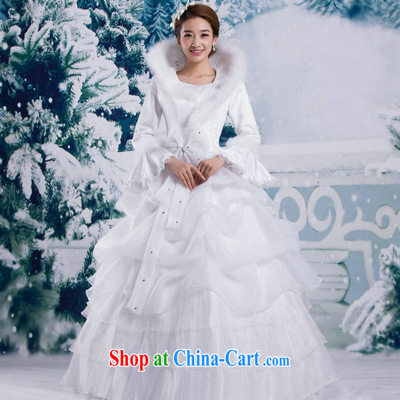 There is a winter, Korean version winter wedding dresses 2014 new, high standard, for the collar long-sleeved the cotton thick with YSB 2082 white horn cuff XXL, there's a, shopping on the Internet