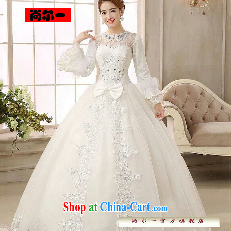 Still, 12,014 new bridal wedding dresses Korean version binding with winter wedding long-sleeved sweet thick quilted wedding JS 1207 white XXL