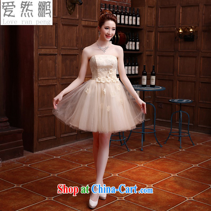 Love so Peng 2014 new Korean version bridesmaid dress short shaggy dress bridesmaid service sister dress tied with a small dress evening dress customer for this size will not be returned.