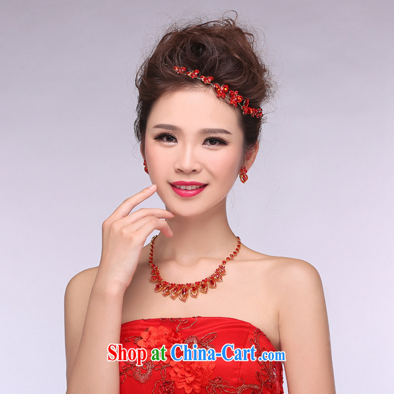 Hi Ka-hi 2014 new marriages jewelry Crown necklace earrings Kit water drilling wedding accessories TJ 02 red are code
