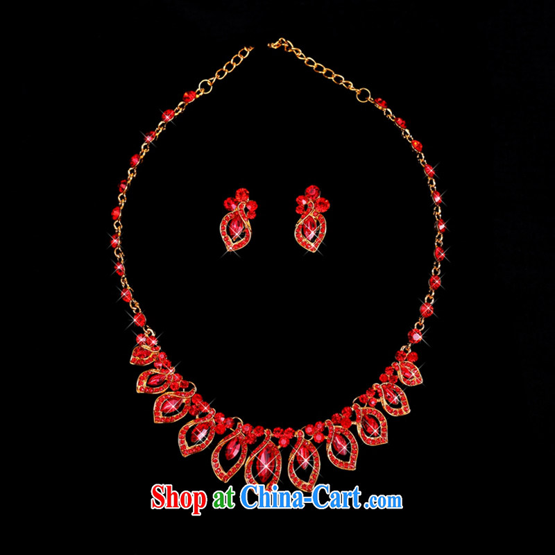 Hi Ka-hi 2014 new marriages jewelry Crown necklace earrings Kit water drilling wedding accessories TJ 02 red are code, Hi Ka-hi, shopping on the Internet