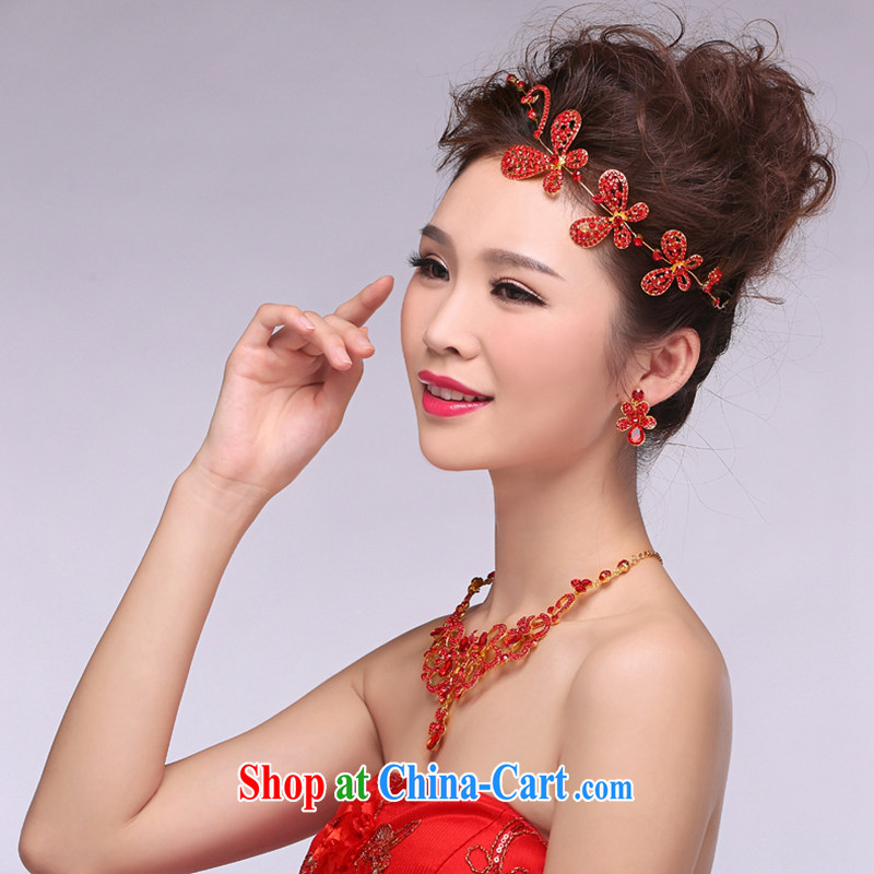 Hi Ka-hi 2014 new marriages jewelry Crown necklace earrings Kit water drilling wedding accessories TJ 03 red are code