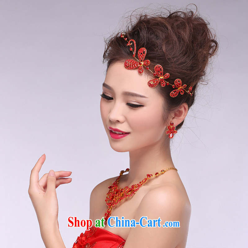 Hi Ka-hi 2014 new marriages jewelry Crown necklace earrings Kit water drilling wedding accessories TJ 03 red are code, Hi Ka-hi, shopping on the Internet