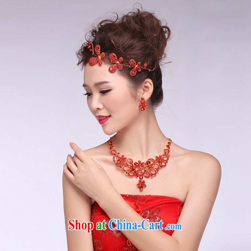 Hi Ka-hi 2014 new marriages jewelry Crown necklace earrings Kit water drilling wedding accessories TJ 03 red are code, Hi Ka-hi, shopping on the Internet