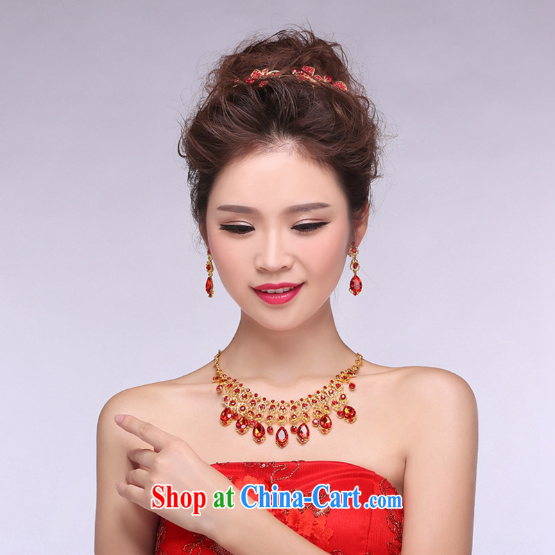 Hi Ka-hi 2014 new marriages jewelry Crown necklace earrings Kit water drilling wedding accessories TJ 05 red are code