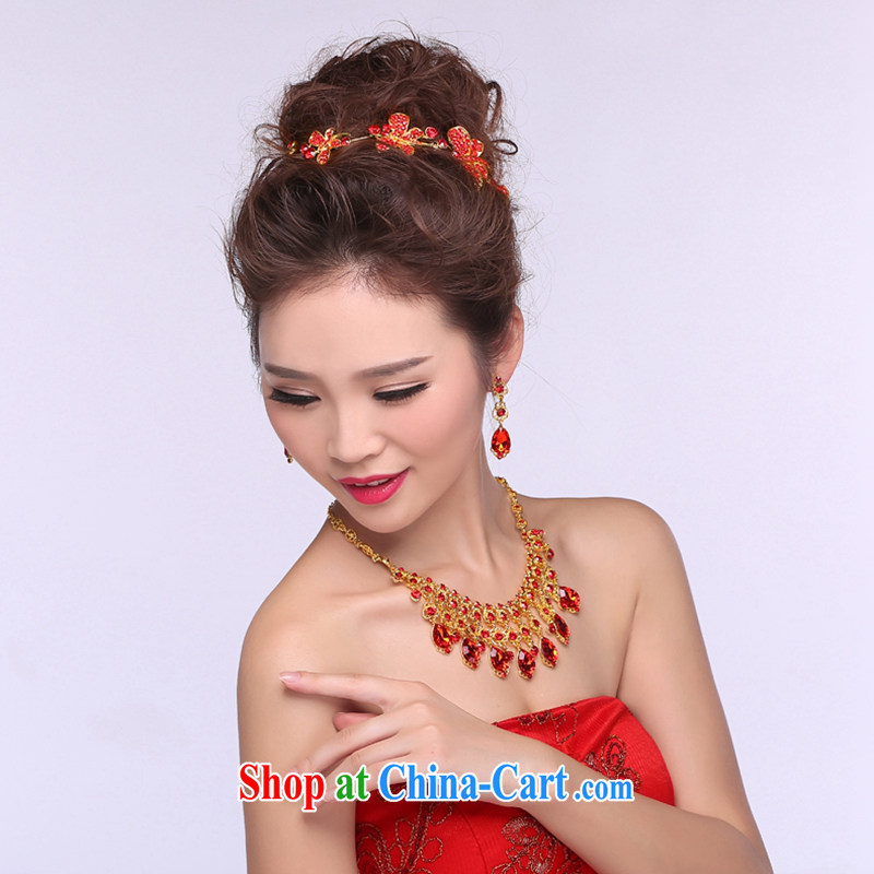 Hi Ka-hi 2014 new marriages jewelry Crown necklace earrings Kit water drilling wedding accessories TJ 05 red are code, Hi Ka-hi, shopping on the Internet