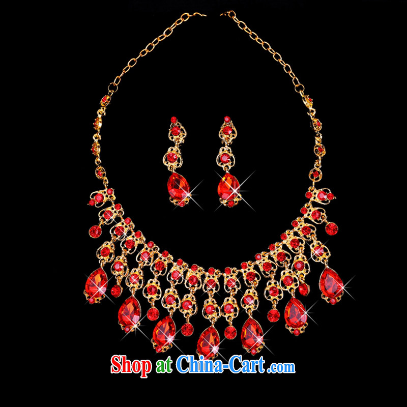 Hi Ka-hi 2014 new marriages jewelry Crown necklace earrings Kit water drilling wedding accessories TJ 05 red are code, Hi Ka-hi, shopping on the Internet