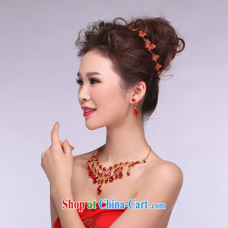 Hi Ka-hi 2014 new marriages jewelry Crown necklace earrings Kit water drilling wedding accessories TJ 06 red are code, Hi Ka-hi, shopping on the Internet