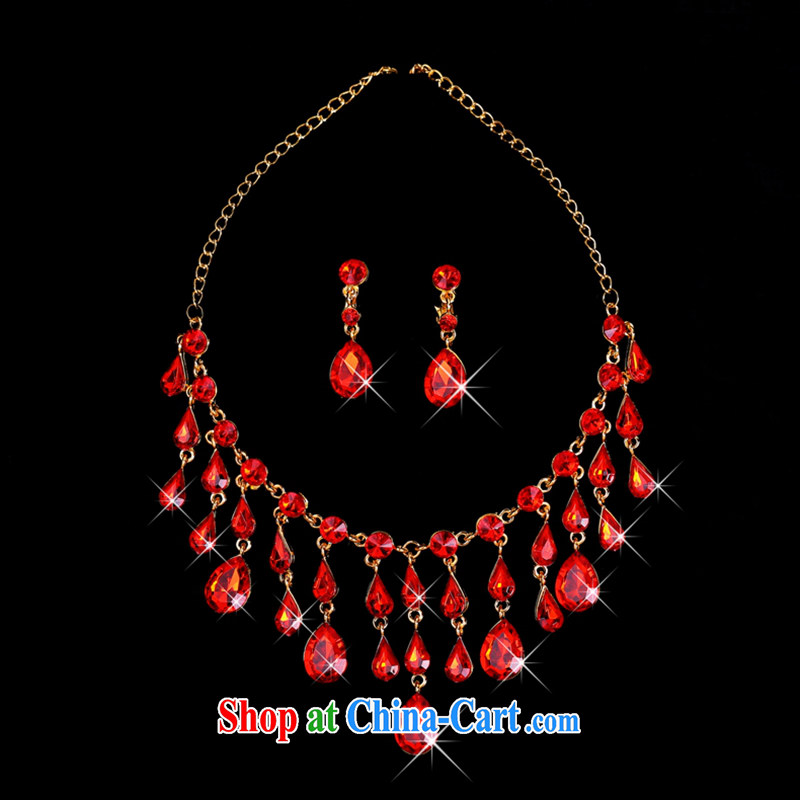 Hi Ka-hi 2014 new marriages jewelry Crown necklace earrings Kit water drilling wedding accessories TJ 06 red are code, Hi Ka-hi, shopping on the Internet