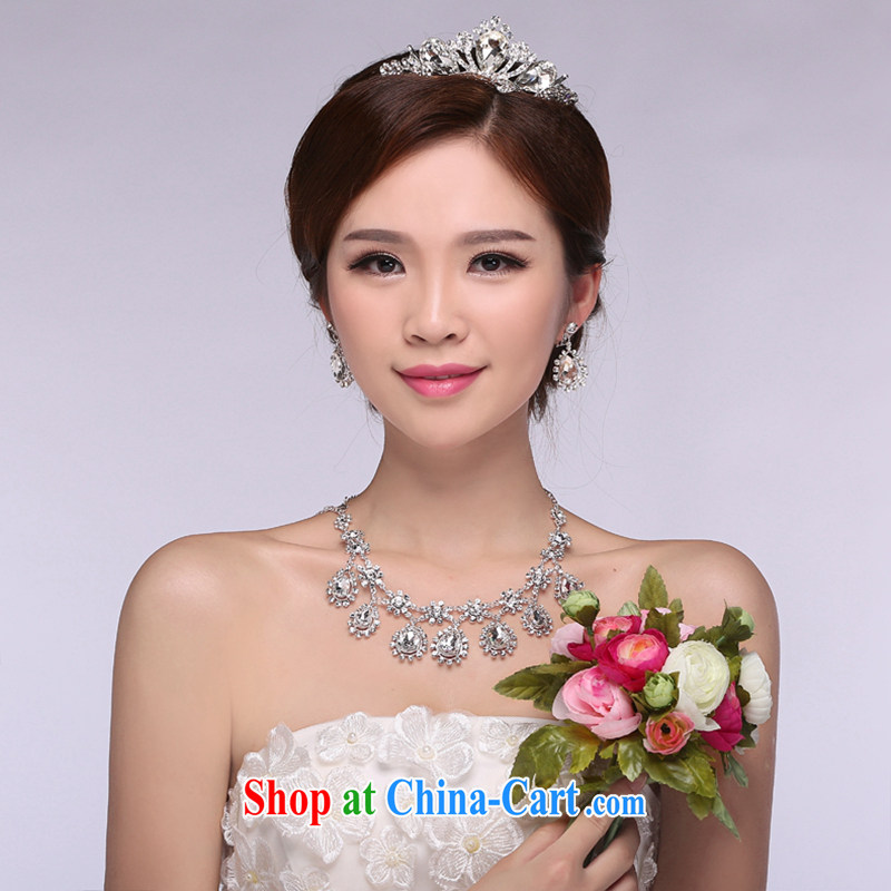 Hi Ka-hi 2014 new marriages jewelry Crown necklace earrings Kit water drilling wedding accessories TJ 09 white are code
