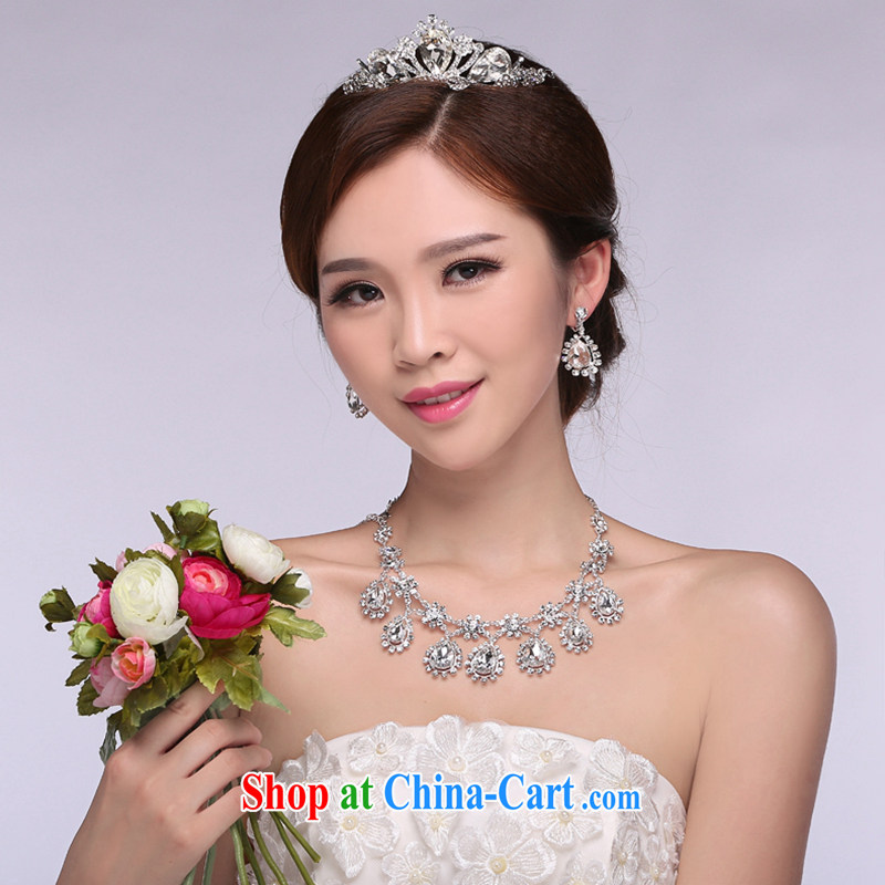 Hi Ka-hi 2014 new marriages jewelry Crown necklace earrings Kit water drilling wedding accessories TJ 09 white, code-ka-hi, shopping on the Internet