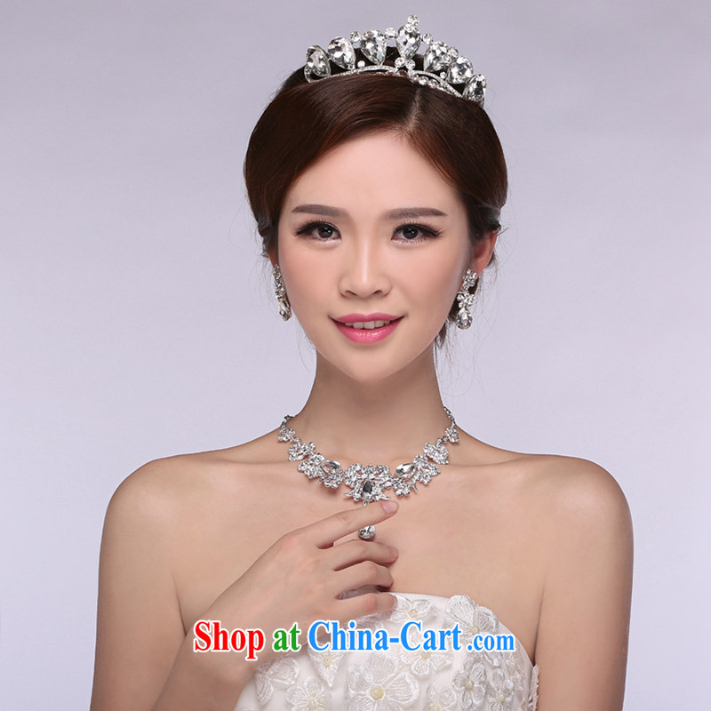 Hi Ka-hi 2014 new marriages jewelry Crown necklace earrings Kit water drilling wedding accessories TJ 10 white are code