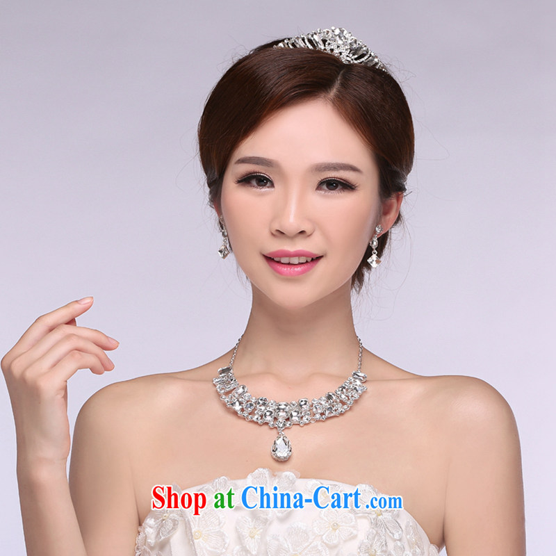 Hi Ka-hi 2014 new marriages jewelry Crown necklace earrings Kit water drilling wedding accessories TJ 12 white are code