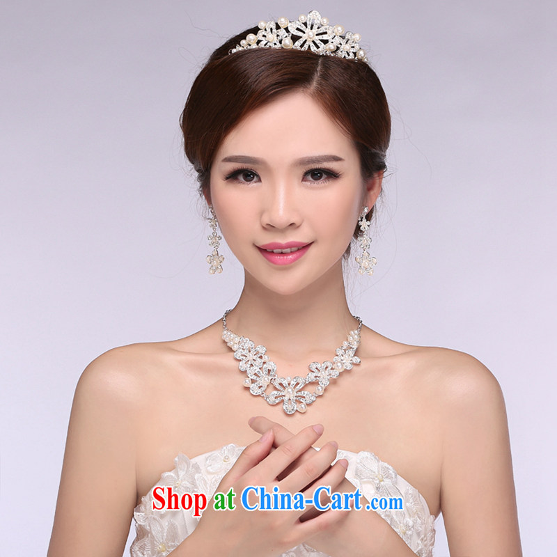 Hi Ka-hi 2014 new marriages jewelry Crown necklace earrings Kit water drilling wedding accessories TJ 15 white are code