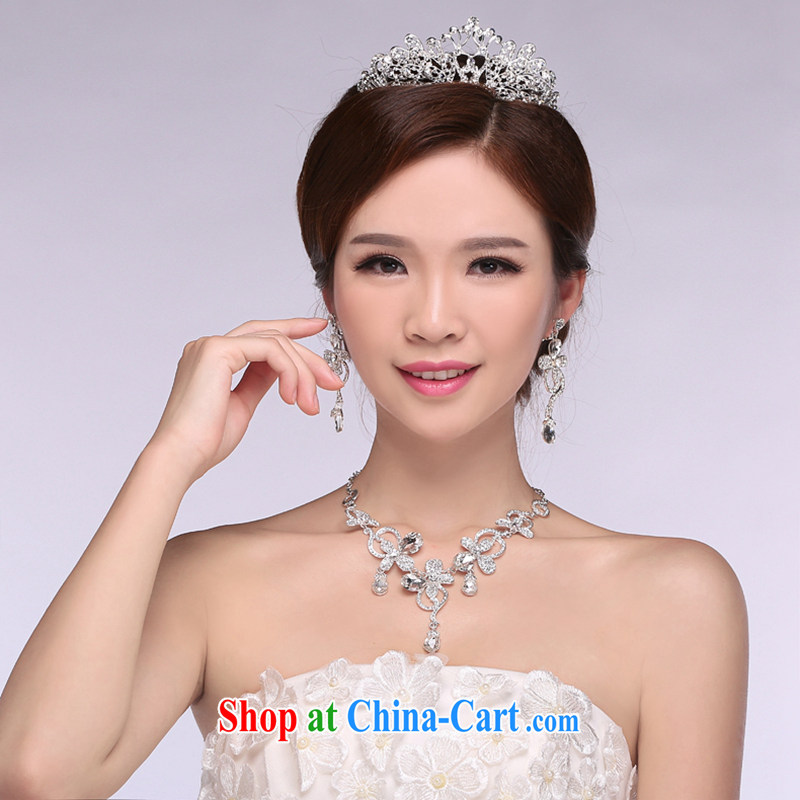 Hi Ka-hi 2014 new marriages jewelry Crown necklace earrings Kit water drilling wedding accessories TJ 16 white are code