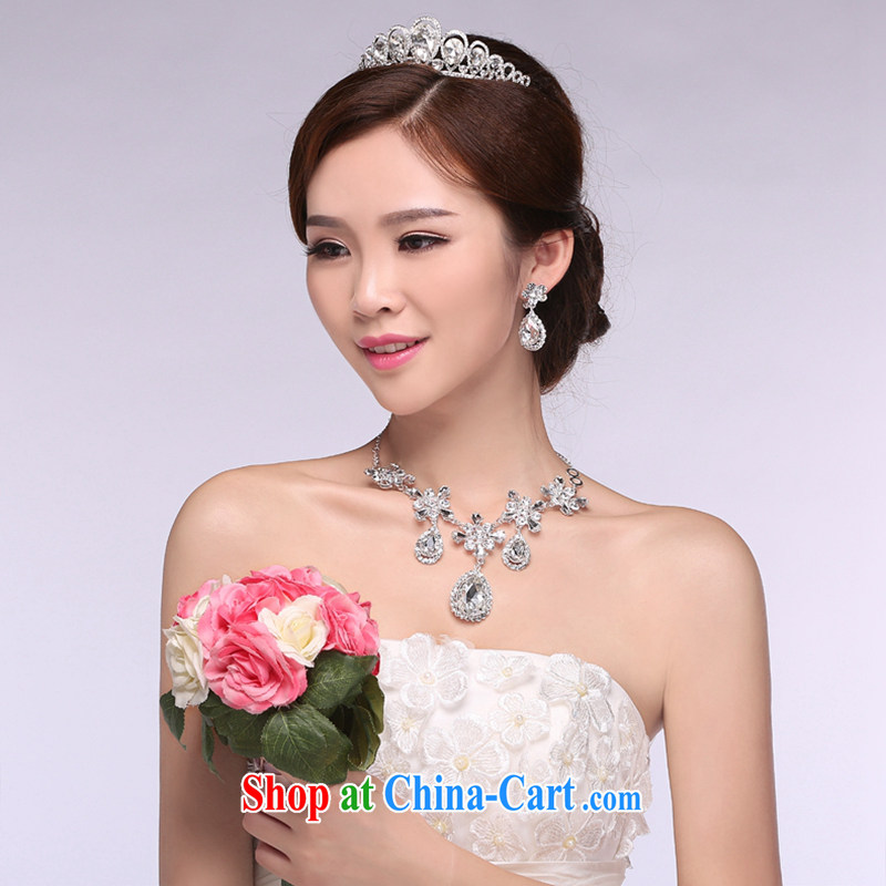 Hi Ka-hi 2014 new marriages jewelry Crown necklace earrings Kit water drilling wedding accessories TJ 18 white are code