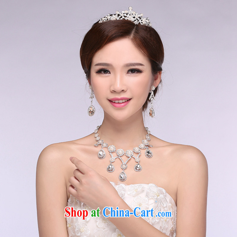 Hi Ka-hi 2014 new marriages jewelry Crown necklace earrings Kit water drilling wedding accessories TJ 19 white are code