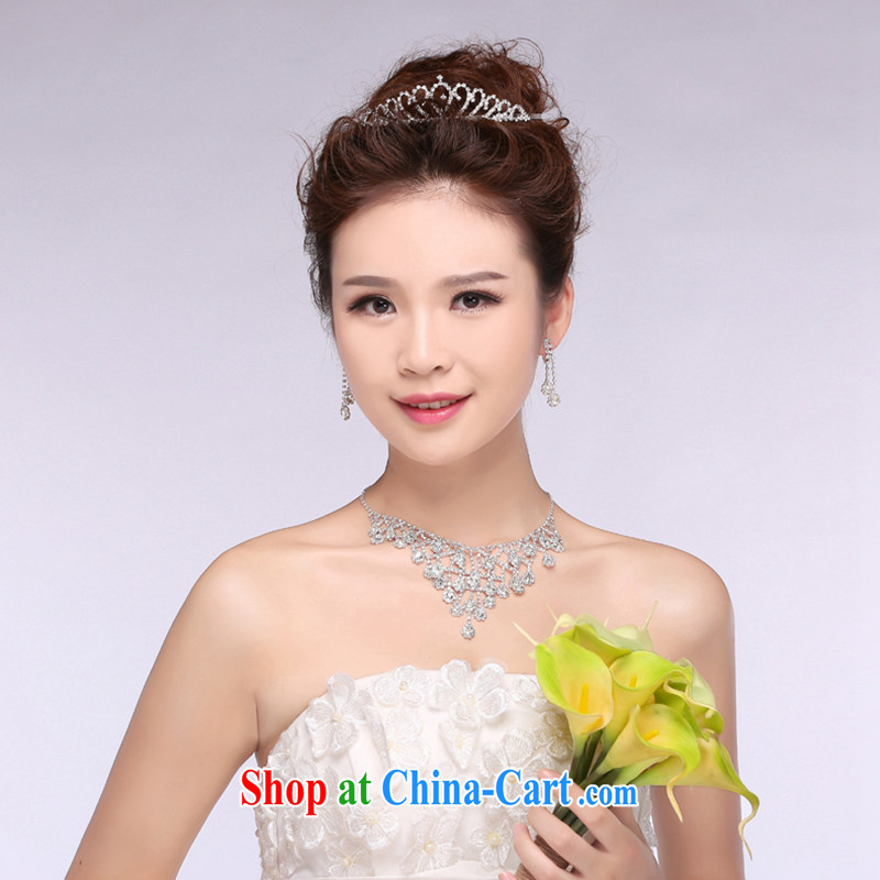 Hi Ka-hi 2014 new marriages jewelry Crown necklace earrings Kit water drilling wedding accessories TJ 25 white are code