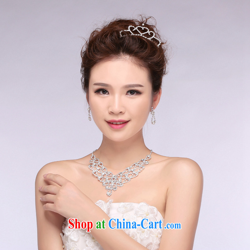 Hi Ka-hi 2014 new marriages jewelry Crown necklace earrings Kit water drilling wedding accessories TJ 26 white are code