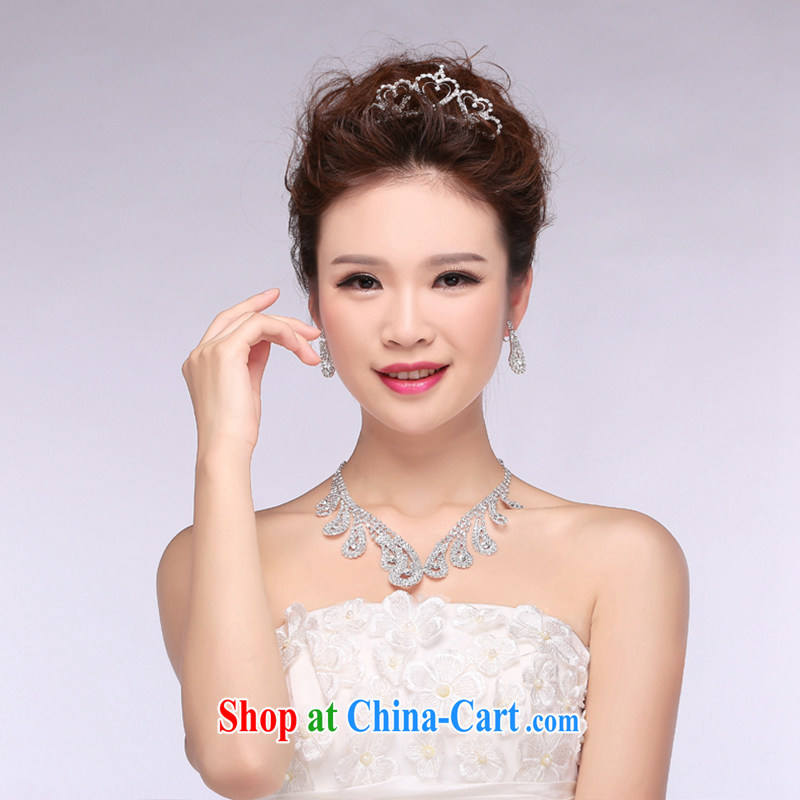 Hi Ka-hi 2014 new marriages jewelry Crown necklace earrings Kit water drilling wedding accessories TJ 27 white are code