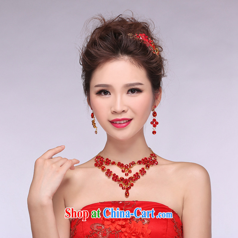 Hi Ka-hi 2014 new marriages jewelry Crown necklace earrings Kit wedding dresses accessories TJ 32 red are code
